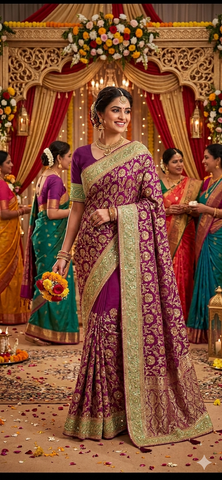 Rich purple Crepe Georgette Saree