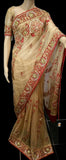 Net saree with rich embroidery and stonework detail